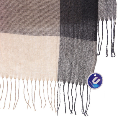 Палантин - шарф «ZIMA», принт в клетку, цвет розовый/серый, 180*70см (230гр)