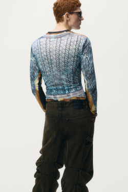 H&M - Glenn Martens Топ из сетки с принтом, синий