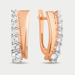 Серьги женские с фианитами из розового золота 585 пробы (арт. 023042-1102)