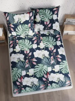 Постельное белье Полисатин Мечта "Цветочная феерия" евро Наволочка 50х70 см 2 шт Простынь на резинке 180x200 см Пододеяльник 200x215 см