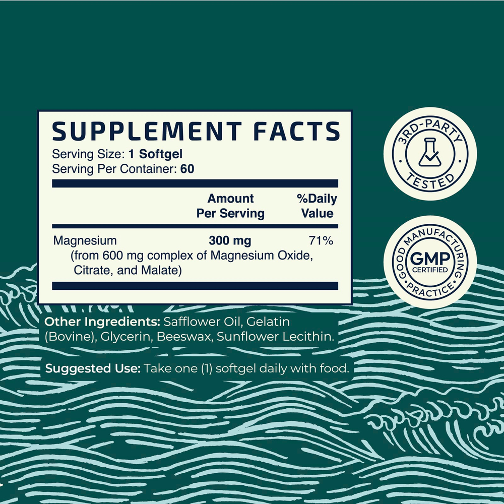 Nobi Nutrition, Комплекс магния, 500 мг, 60 мягких таблеток