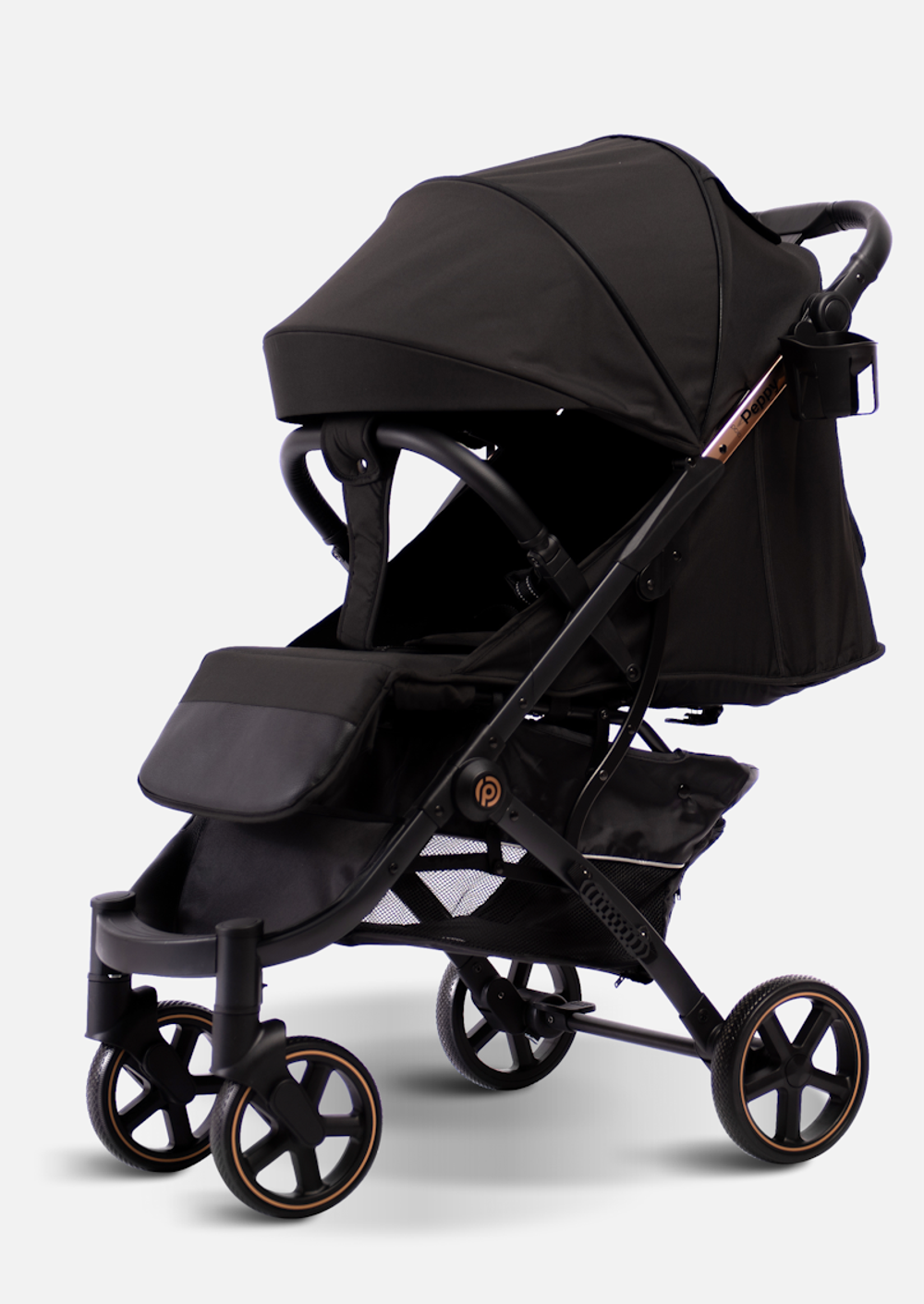 Peppy Коляска прогулочная Polo 2.0 (rose black) хром рама, сумка