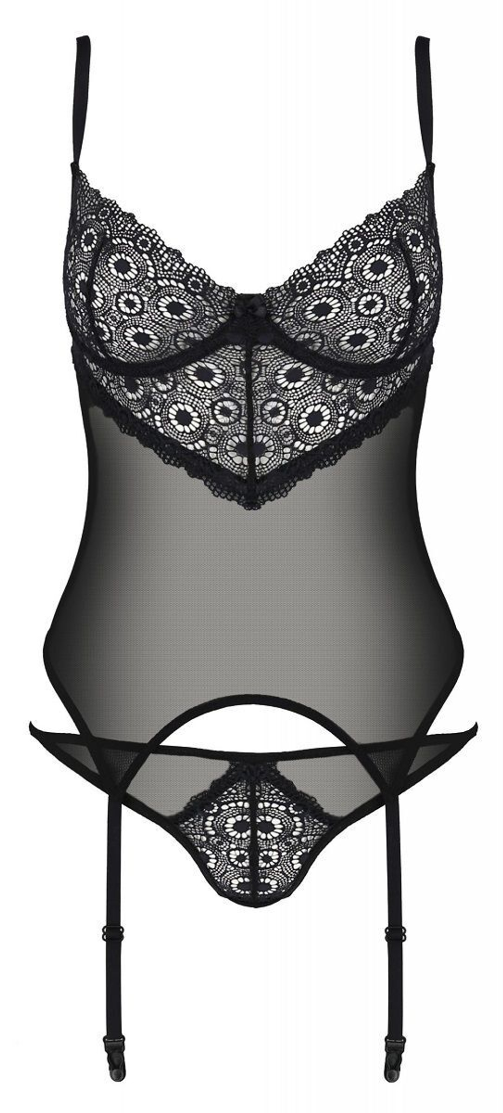 Стильный корсаж Zinnia с ажурным лифом (Размер: XXL-XXXL) (Цвет: черный)