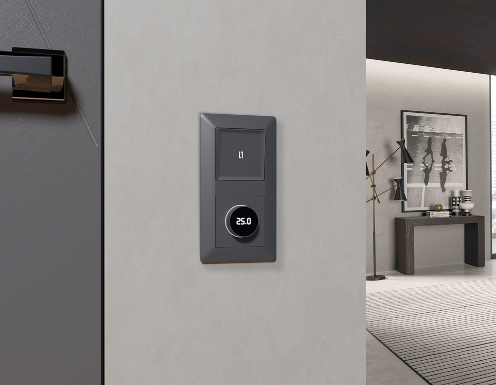 AP6558 Лицевая панель ALFA (Антрацит серый) для терморегулятора теплого пола с цифровым дисплеем QUANT