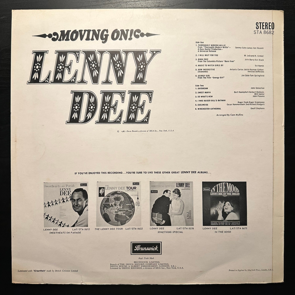 Lenny Dee – Moving On (Англия 1967г.)