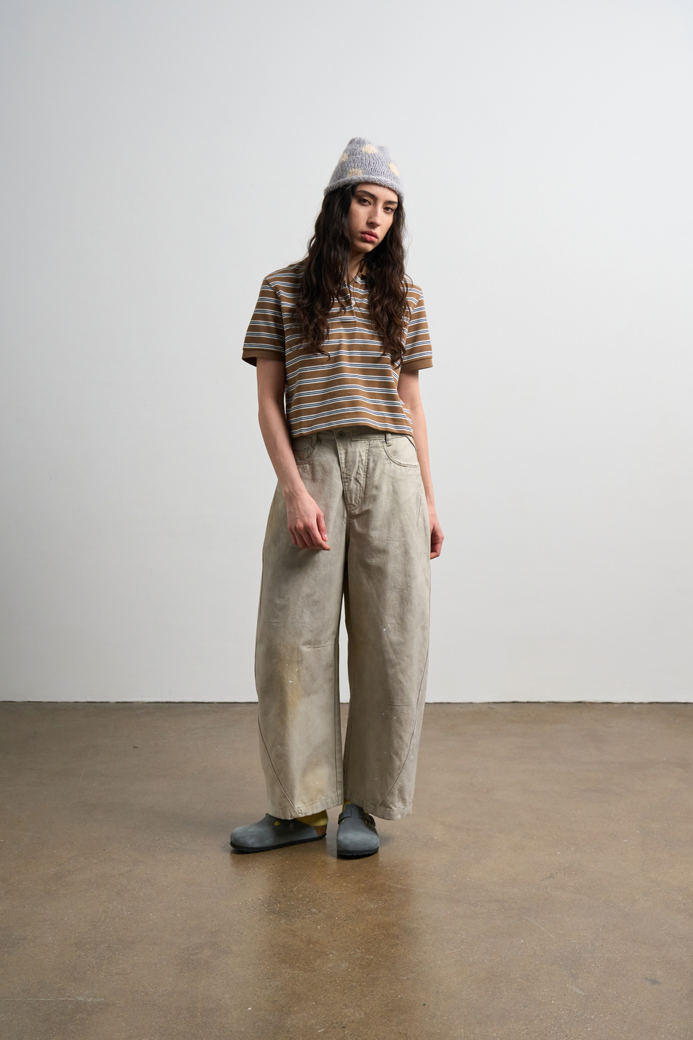 Брюки Nothomme Monterest Retro Washed Curved Blade Wide-Leg Pants "Sand Bone White" Women's