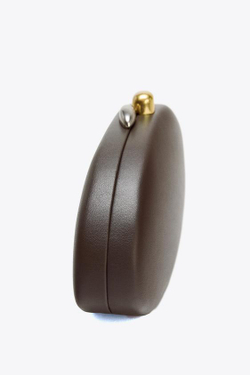 ZARA СУМКА-КОРОБОЧКА С МЕТАЛЛИЧЕСКОЙ ЗАСТЕЖКОЙ, ШОКОЛАДНЫЙ