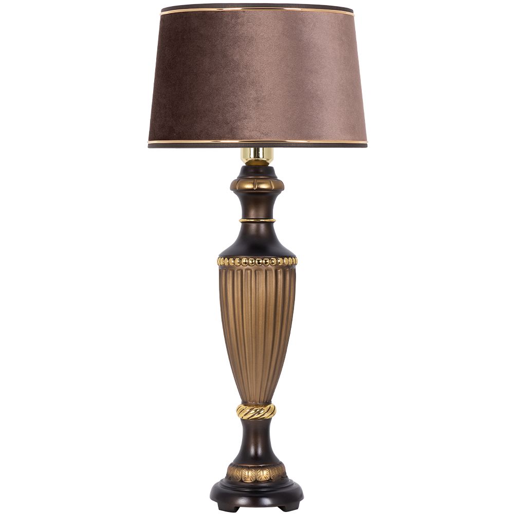Настольная лампа Ваза Ребристая Бронза с абажуром Тюссо Кофе