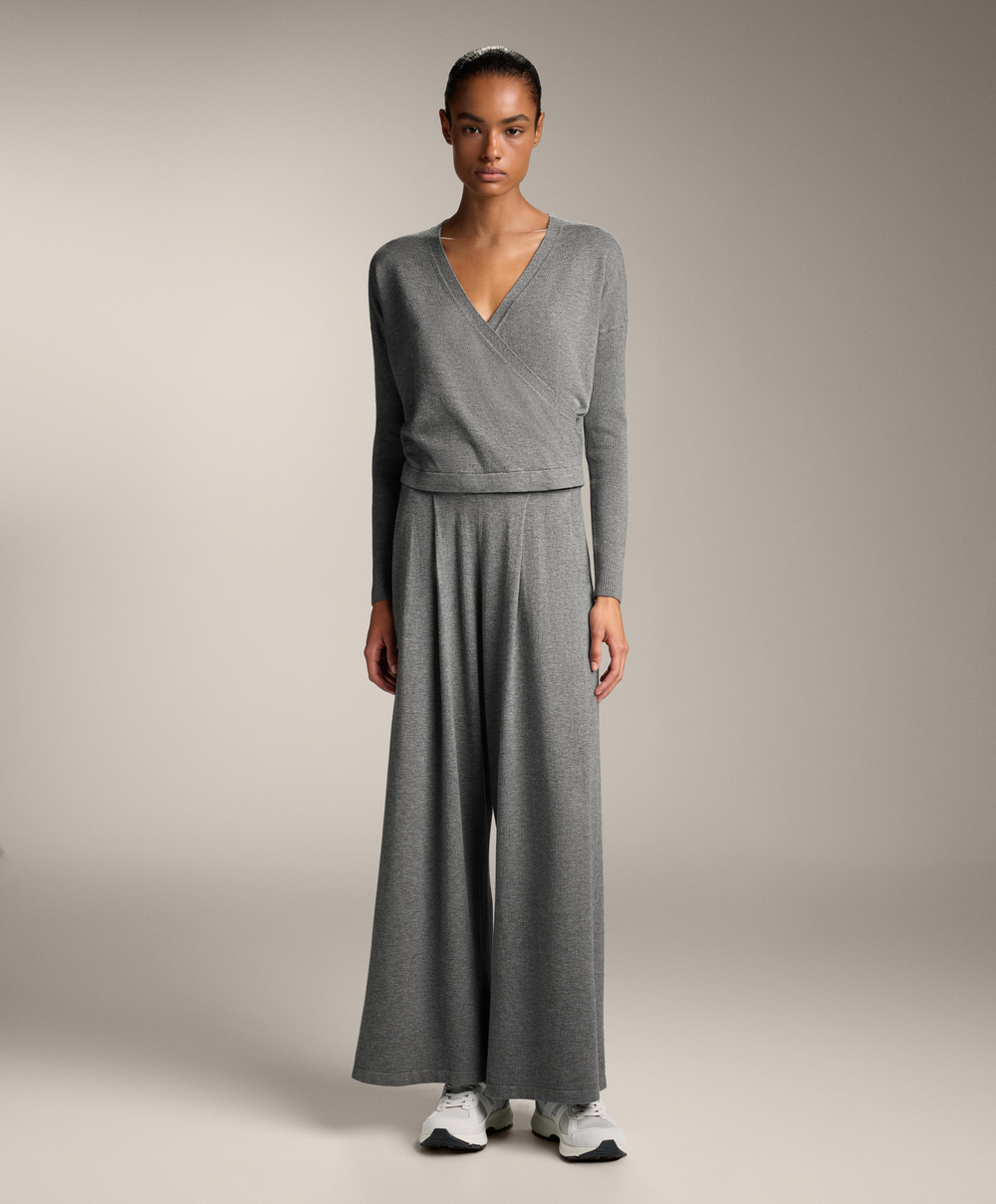 OYSHO Трикотажные брюки прямого кроя, серый меланж