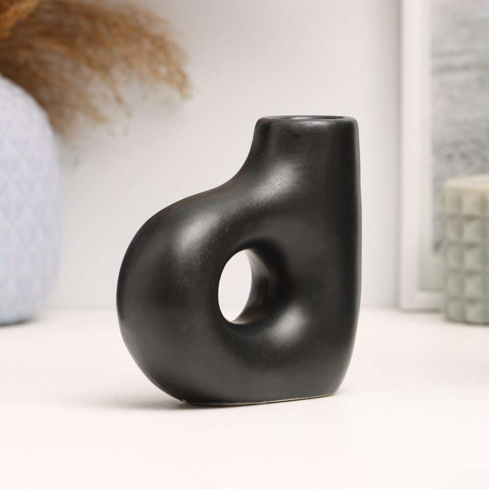 Подсвечник  черный глянец, 10х4х10см