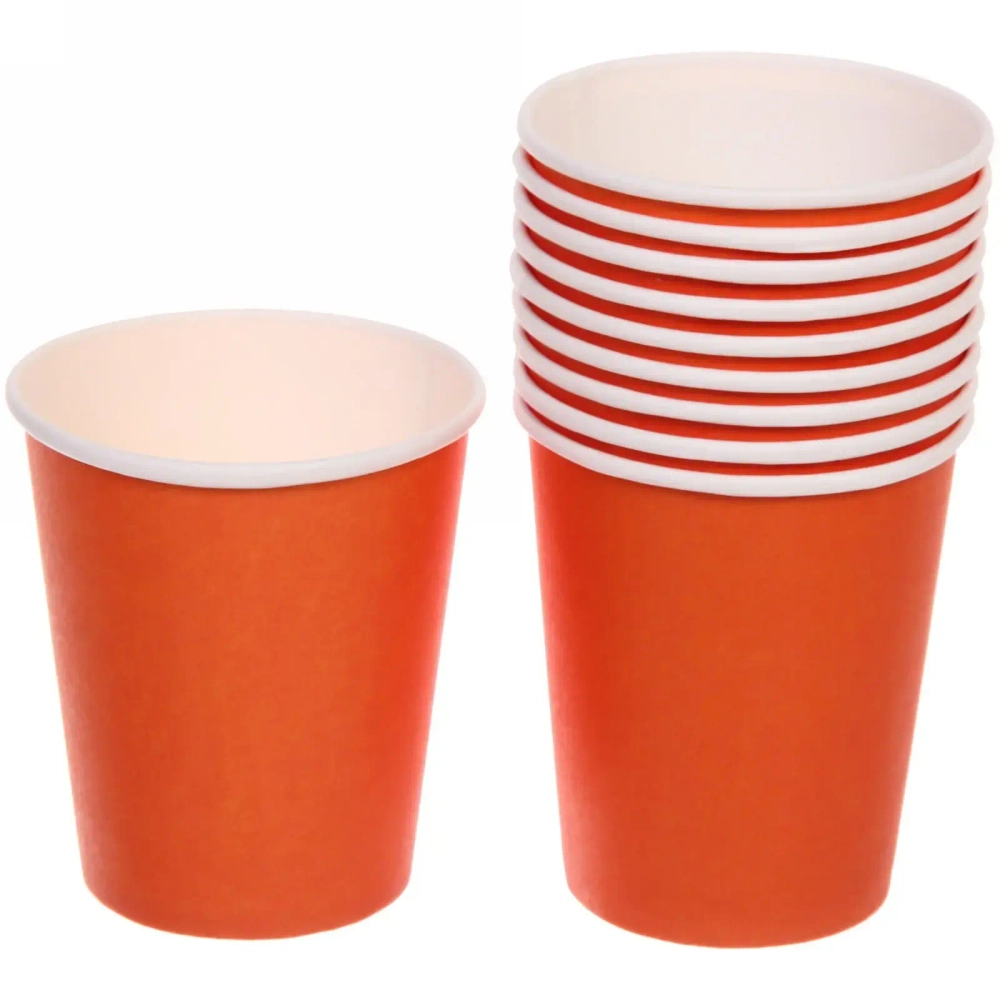 Стакан бумажный 0,2л в наборе 10 шт «Оранжевый»