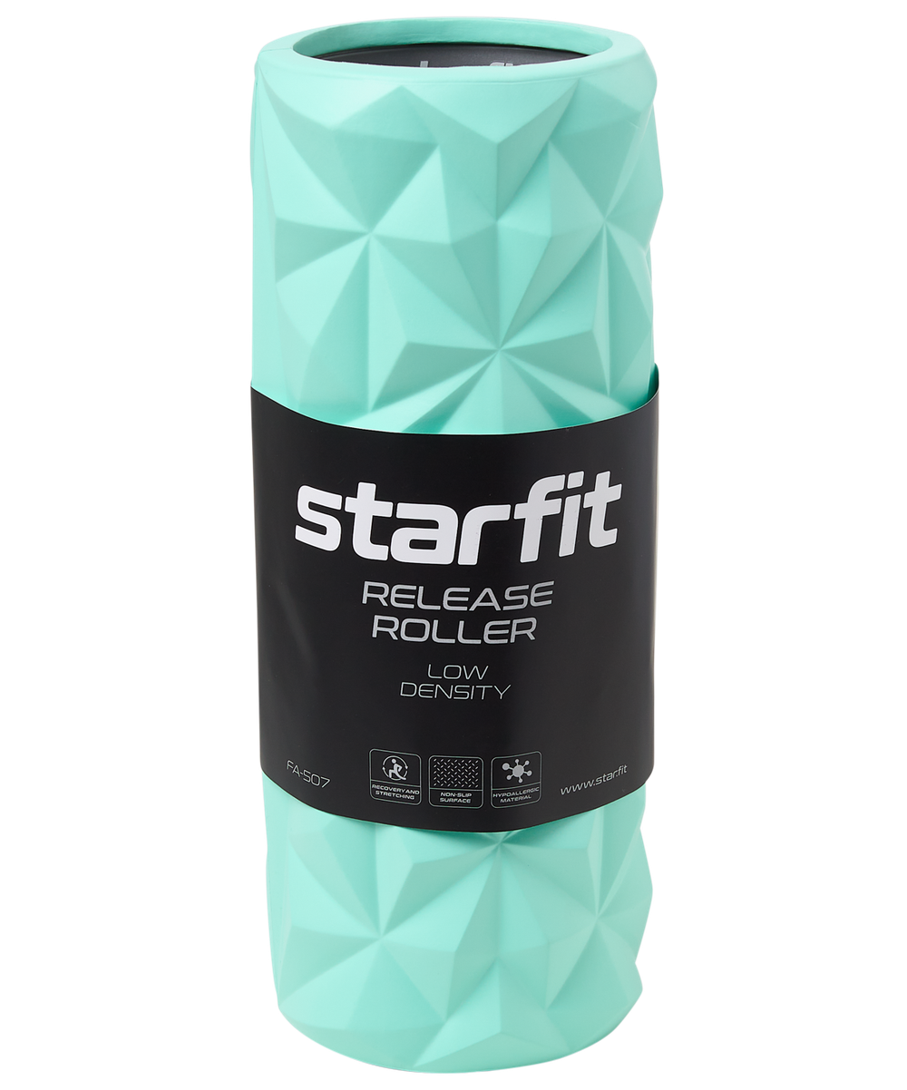 Ролик массажный FA-507, EVA/PP, средняя жесткость, 32,5x12,5 cм, мятный/серый