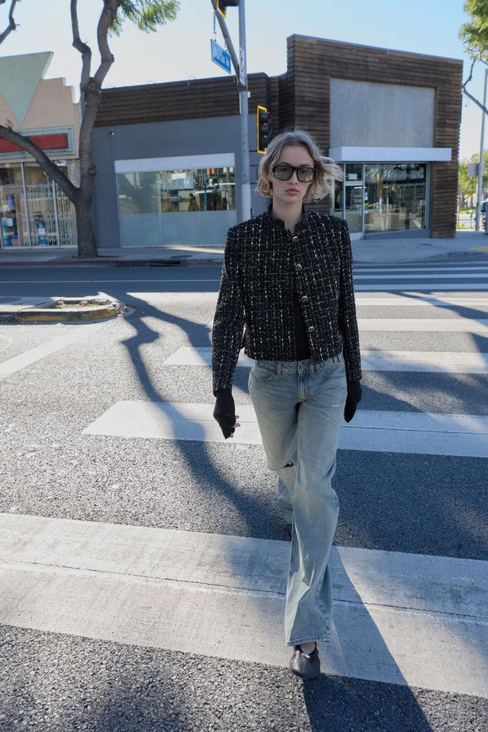 ZARA БЛЕЙЗЕР ИЗ РЕЛЬЕФНОЙ ТКАНИ С МЕТАЛЛИЗИРОВАННОЙ НИТЬЮ, ЧЕРНЫЙ/ЭКРЮ