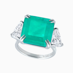 Серебряное кольцо с турмалиновым кварцем и фианитами