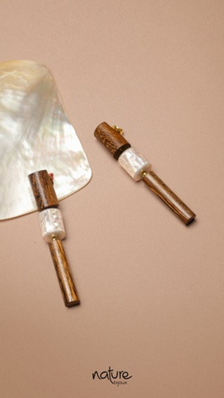 Серьги Nature Bijoux, Okawa, с деревом роблес и перламутром, NB26.1-12-90592 (коричневый)