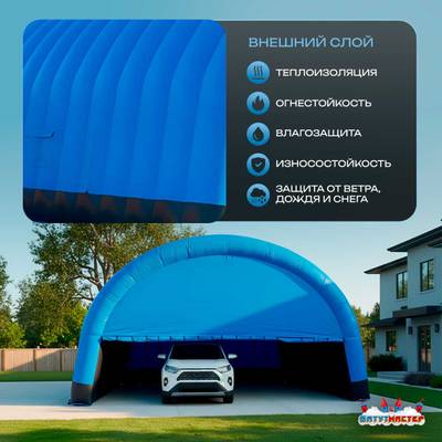 Гараж надувной для автомобилей «Небо» 9х9х5 м — из ПВХ, синий