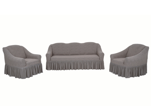 Комплект чехлов на диван и кресла с оборкой Жаккард, цвет Капучино