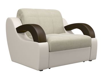 Кресло Мадрид 0,8 - Velutto 17 бежевый/беж кожзам/ коричневая накладка