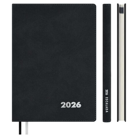 Еженедельник дат. 2026г А5 80л., кожзам., мягк.пер. "Нубук черный" тисн.фольгой, ляссе