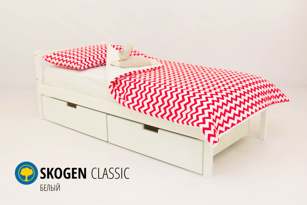 Детская кровать тахта с бортиком и ящиками Бельмарко Svogen белый