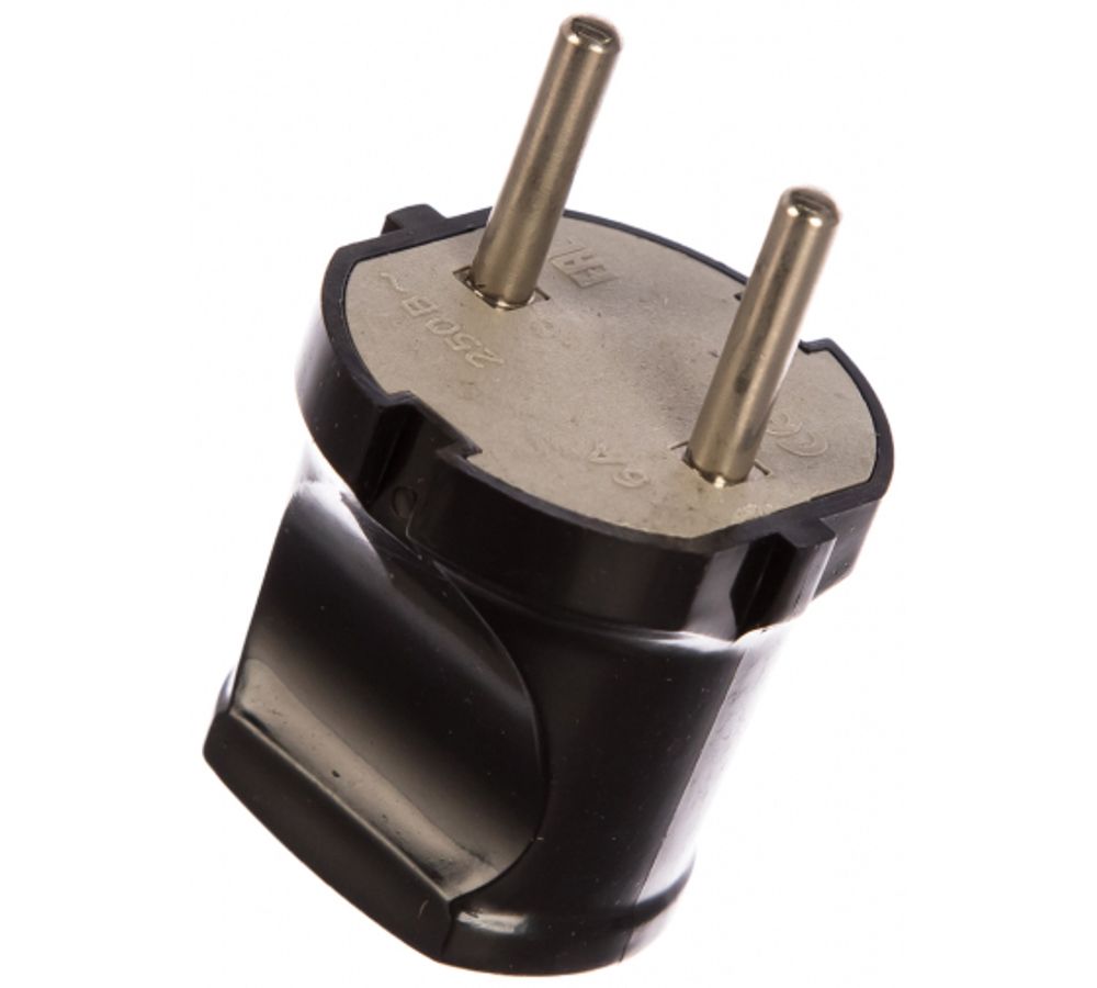 Вилка UNIVersal б/з чёрная 6А 250В