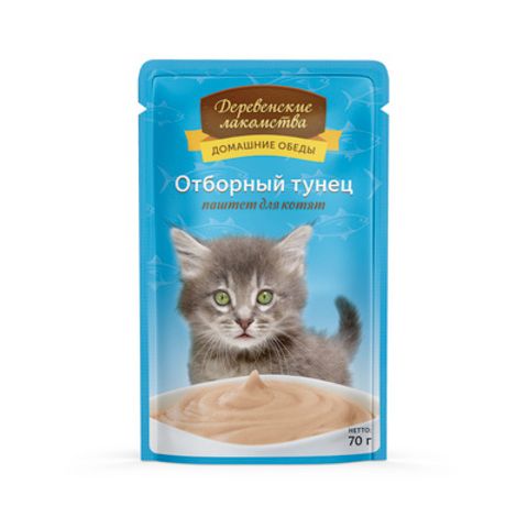 Деревенские лакомства пауч для котят отборный тунец паштет 70 г
