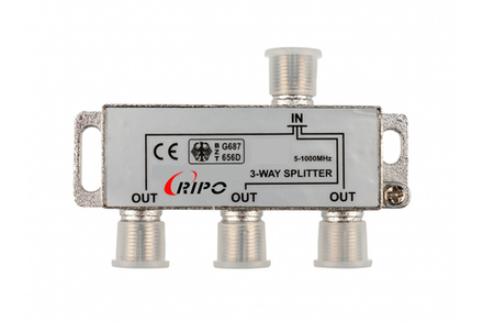 Сплиттер (делитель) TV Ripo на 3 направления под F разъемы 5-1000 MHz.