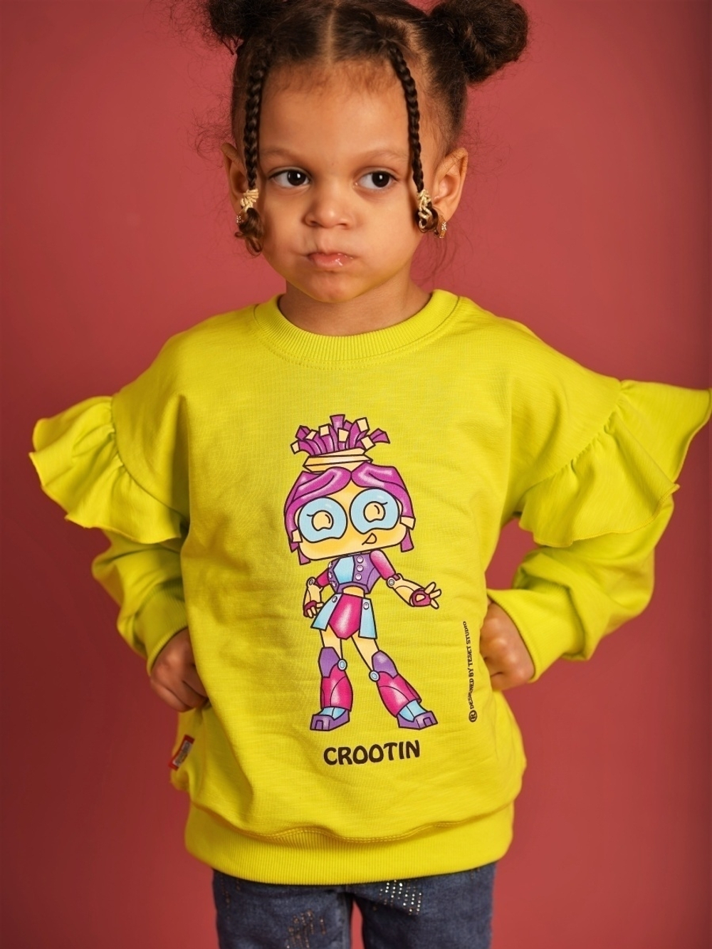 Свитшот "Croot" для девочки (желтый неон)