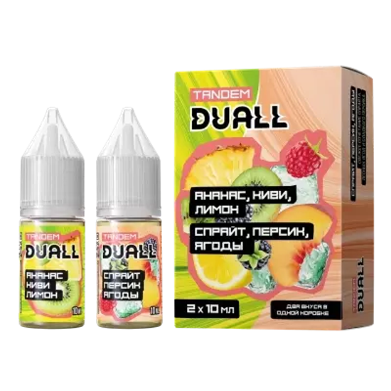 Жидкость Duall Tandem, 30 мл, Light Ананас Киви Лимон/Спрайт Персик Ягоды