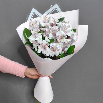 Букет из 5 белых альстромерий