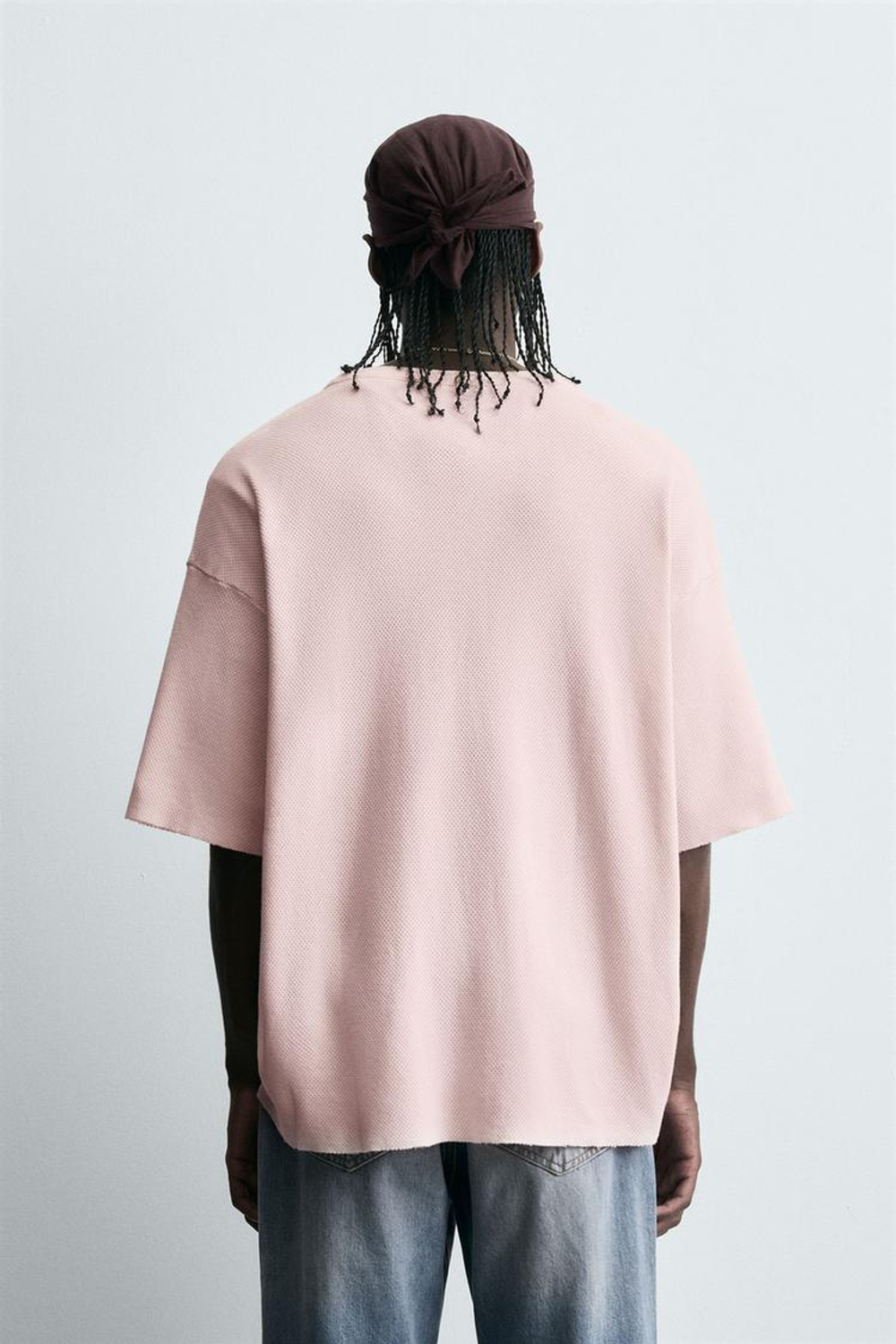 ZARA ФУТБОЛКА С КОНТРАСТНЫМ ПРИНТОМ, ЦВЕТ РОЗОВОГО ДЕРЕВА