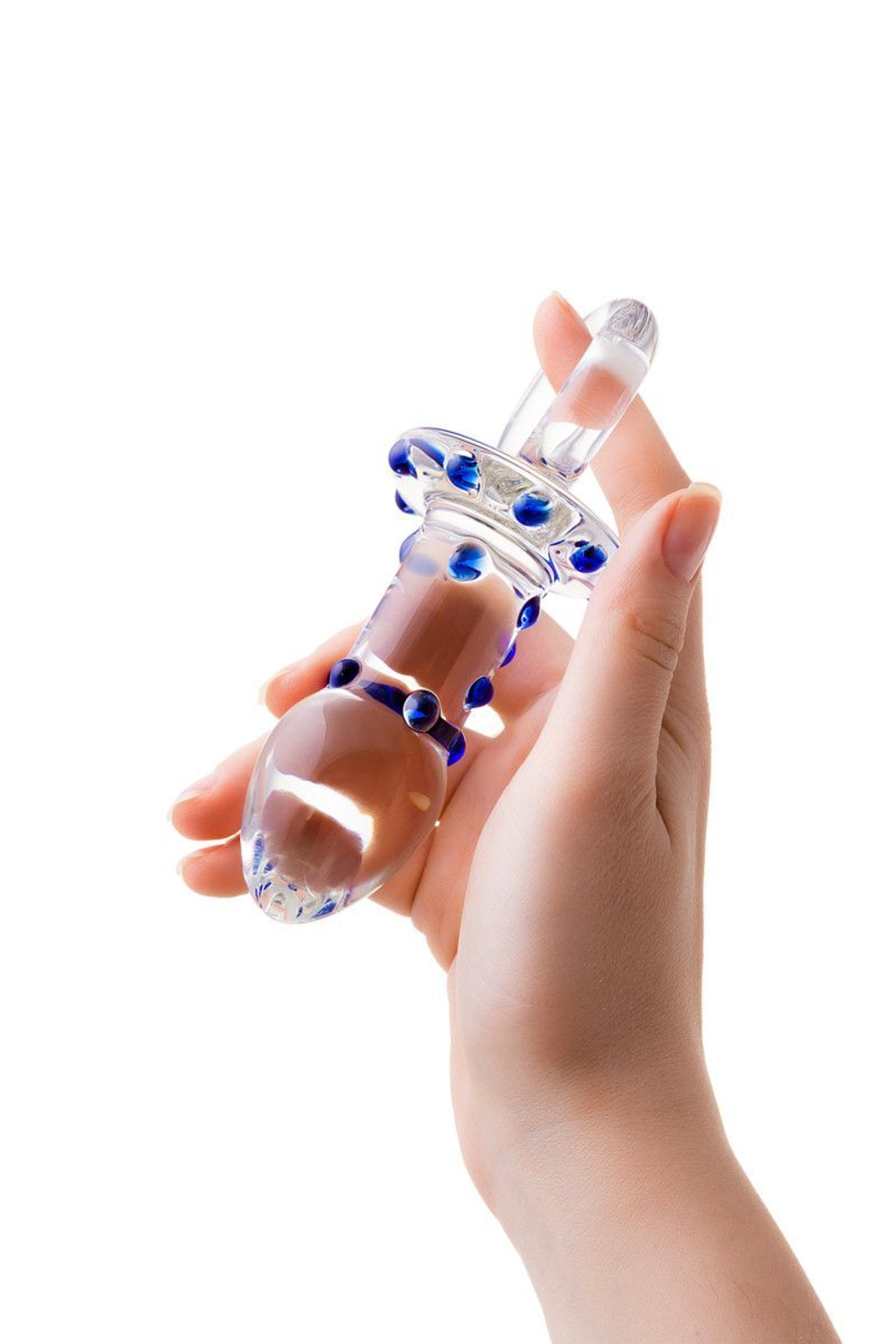 Анальная пробка Sexus Glass, стеклянная с кольцом, 14 см