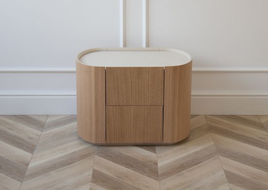 Тумба прикроватная Lagom 2 ящика ширина 60 см (натуральный дуб, молочный)