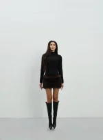 Платье с мехом, Коричневое