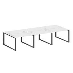 Metal System Рабочая станция на 6 мест на О-образном м/к БО.СМ-6.2 Белый/Металл Антрацит 3600*1475*7