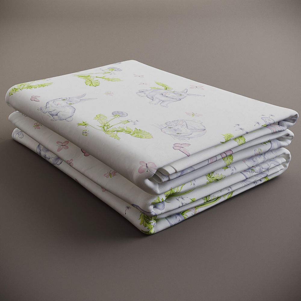 Простынь на резинке поплин Сказка "Кролики" 120x200 см
