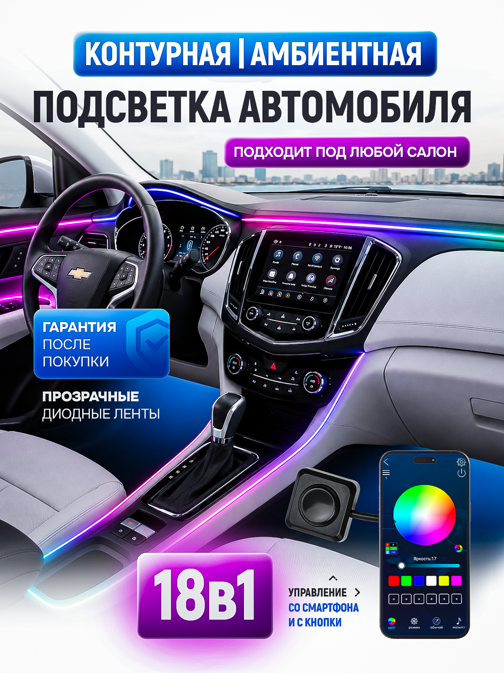 Контурная подсветка салона 18в1 амбиентная
