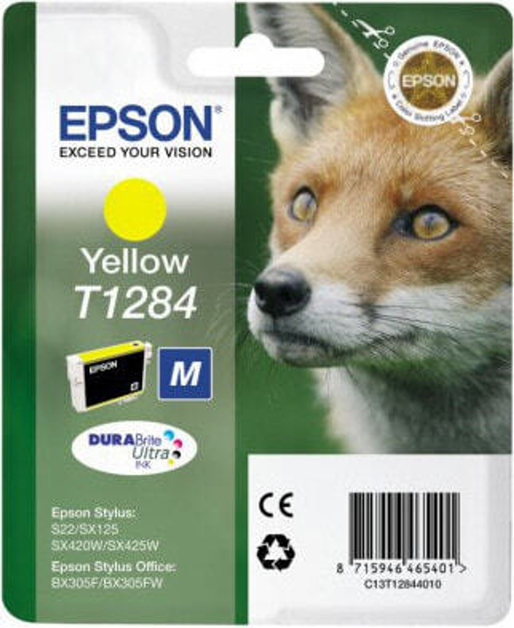 Epson Fox Singlepack Yellow T1284 DURABrite Ultra Ink C13T12844010