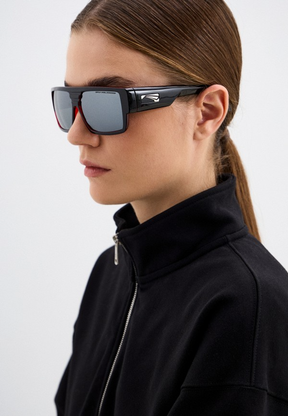 Спортивные очки LiP Rock / Gloss Black - Red / PC Polarized / Silver Mirror Smoke Lens