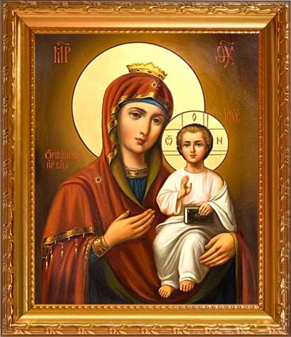 Оршанская икона Божьей Матери на холсте в раме.