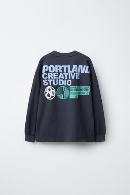 ZARA ФУТБОЛКА С РЕЛЬЕФНОЙ НАДПИСЬЮ, СИНИЙ