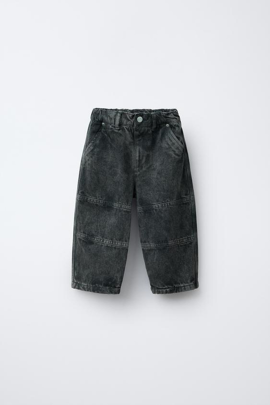 ZARA БРЮКИ ИЗ ТВИЛА С ЭФФЕКТОМ ПОТЕРТОСТИ, СИНИЙ