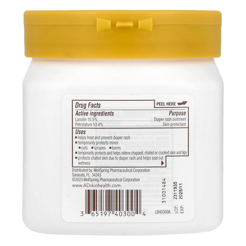 A+D, Original Ointment, мазь от пеленочной сыпи + средство для защиты кожи, 454 г (1 фунт)