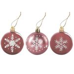 Шары елочные с узором ЗОЛОТАЯ СКАЗКА, НАБОР 3 шт., пластик, 6 см, цвет "РОЗОВОЕ ВИНО", глянец, 591111