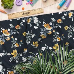 Ткань бифлекс изящные цветочные ветви