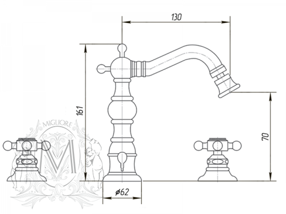 Смеситель для биде на 3 отверстия Migliore Arcadia ML.ARC-8325 схема