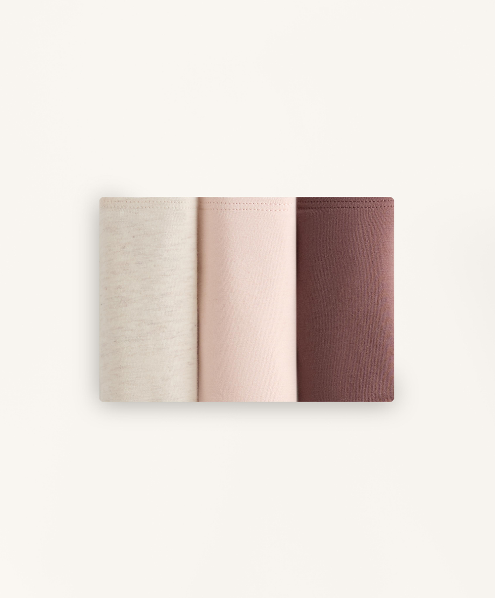 OYSHO Набор из трех пар трусиков-стрингов хлопковых с логотипом, каменный меланж