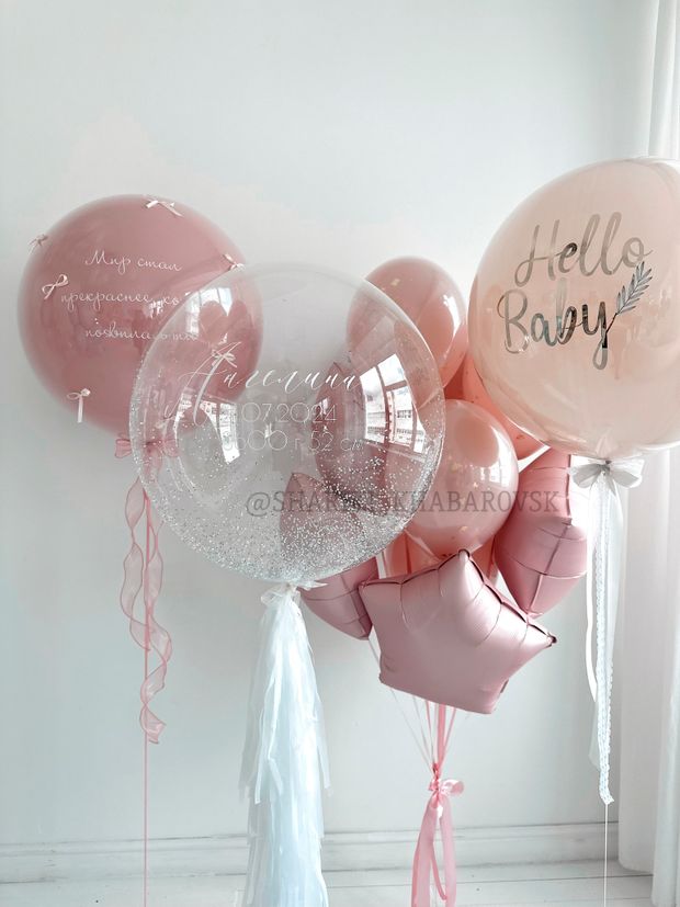 Воздушные шары на выписку для девочки №8102