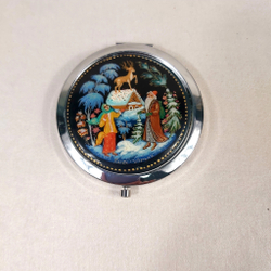 Ручное зеркало "Серебряное копытце"  (худ. роспись Палех)
