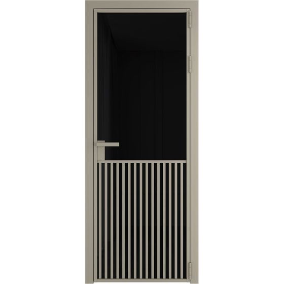 Алюминиевая дверь 15AG никель матовый стекло чёрный триплекс